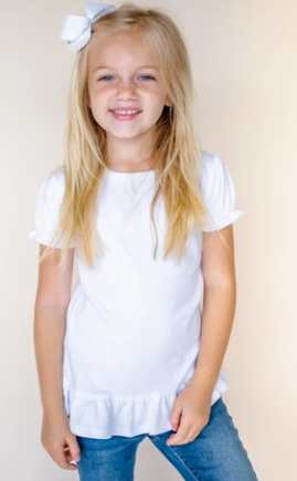 Girls Short Sleeve Ruffle Tee