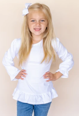 Girls Long Sleeve Ruffle Shirt